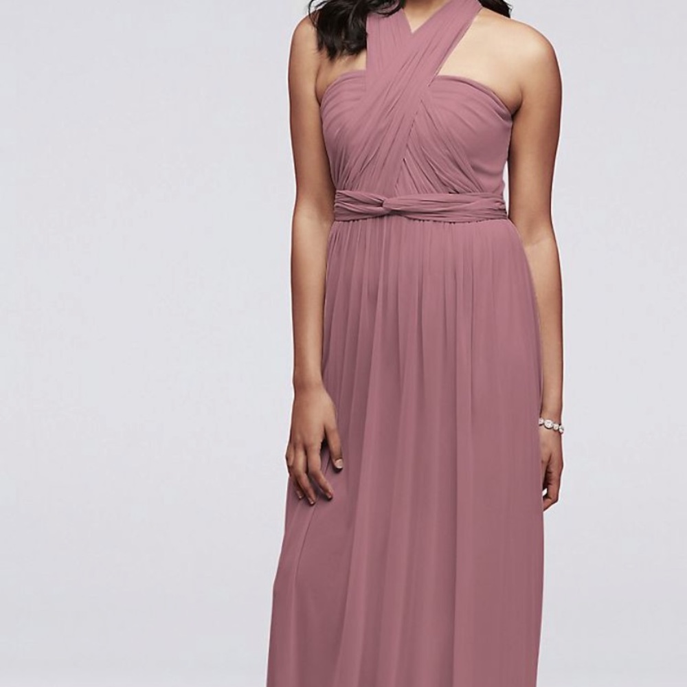 Long Mesh Style-Your-Way 6 Tie Bridesmaid Dress